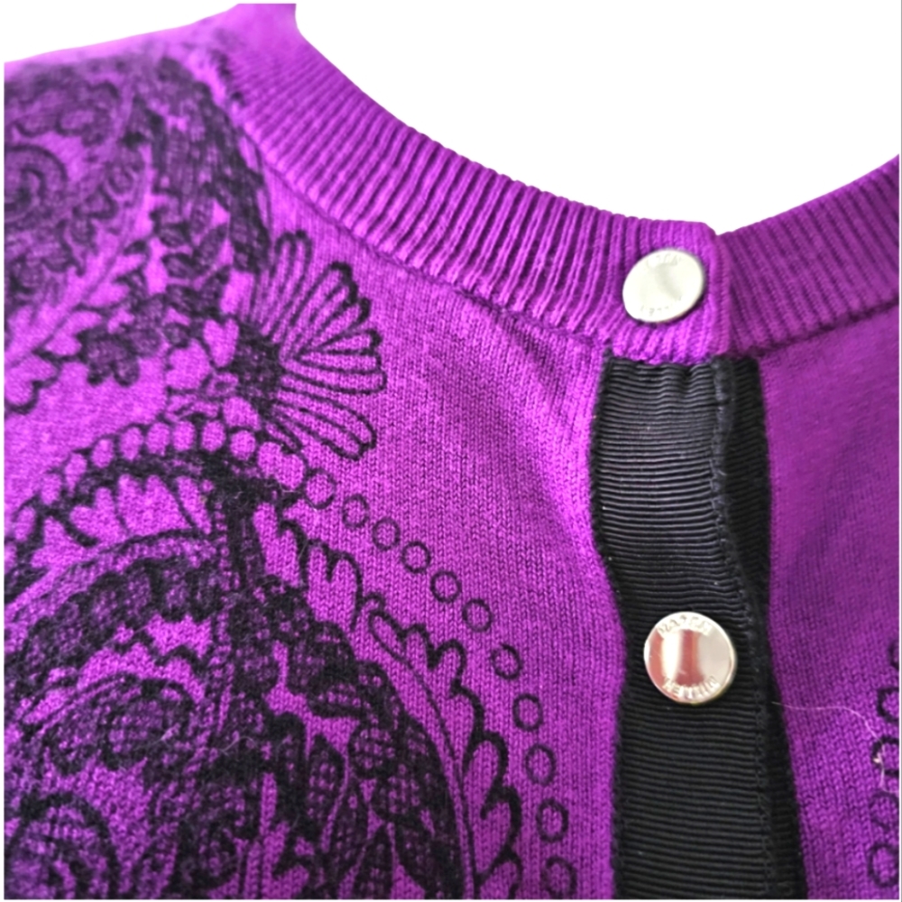 Karen Millen cardigan in purple with black print size 4 - Picture 4 of 9